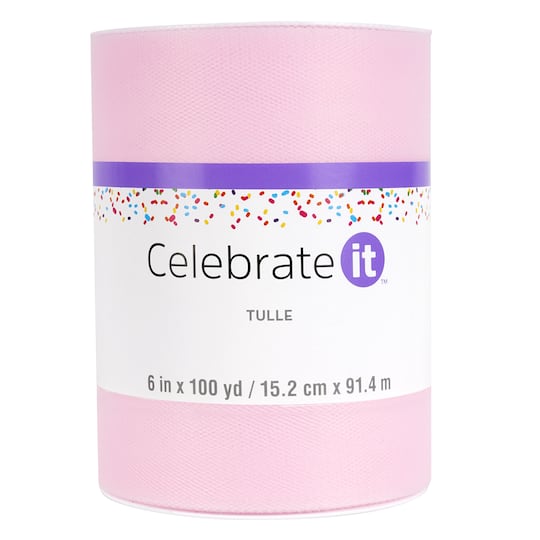 6" x 100yd. Pink Tulle Mega Roll by Celebrate It™